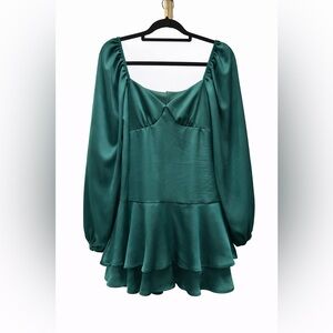 Altar'd State NWT Green Shelia Mini Dress Long Sleeve Size Medium